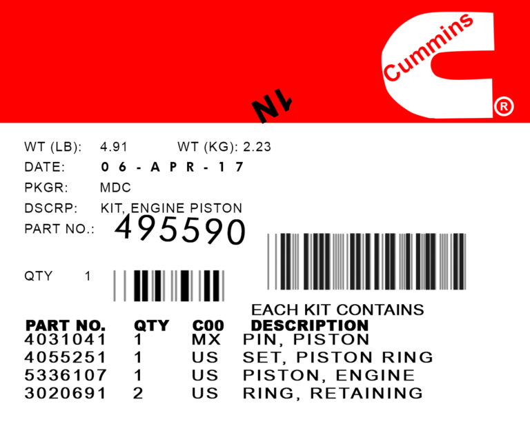 cummins avec code barre